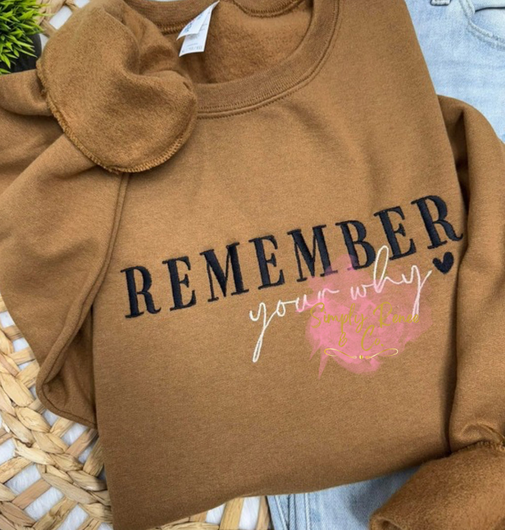 Remember Your Why Embroidered Sweatshirt