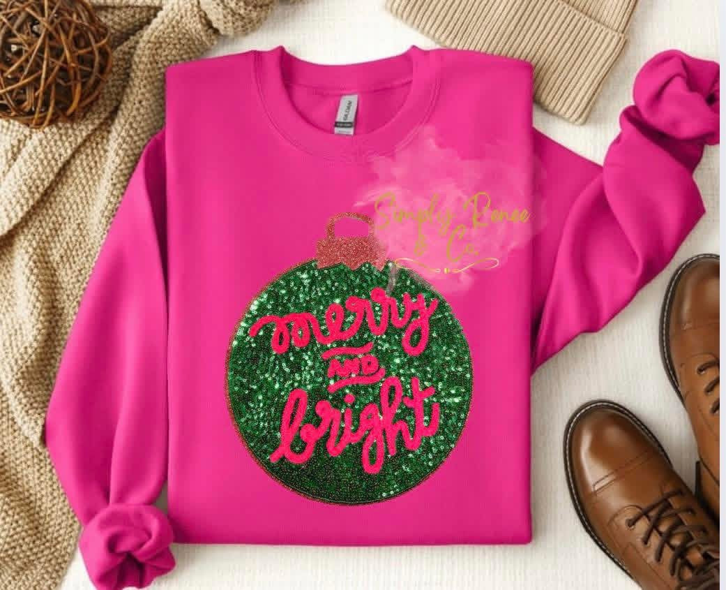 Merry & Bright Christmas Ornament Sweatshirt