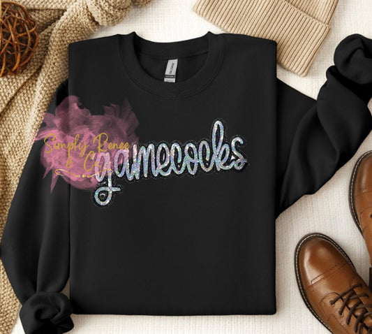 College Inspired Gamecock Mascot Sequin Sweatshirt