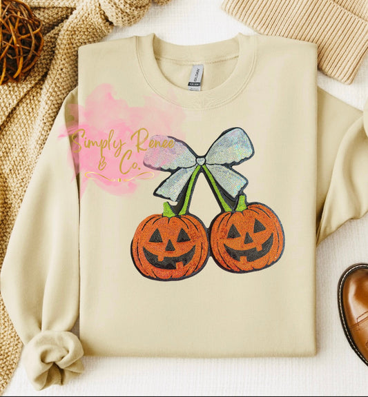Sequin Pumpkin Bow Patch Tee – Halloween Cutie