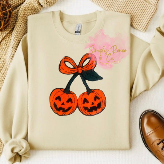Jack-o-Lantern Pumpkin Bow Sweatshirt – Fall & Halloween Cozy Style