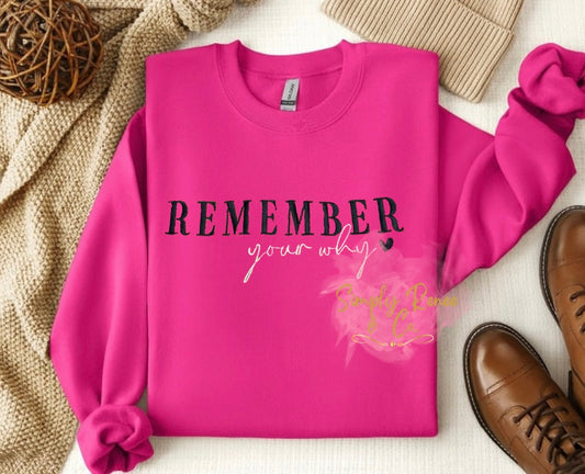 Remember Your Why Sweatshirt – (Pre-order 14-21 days turnaround)