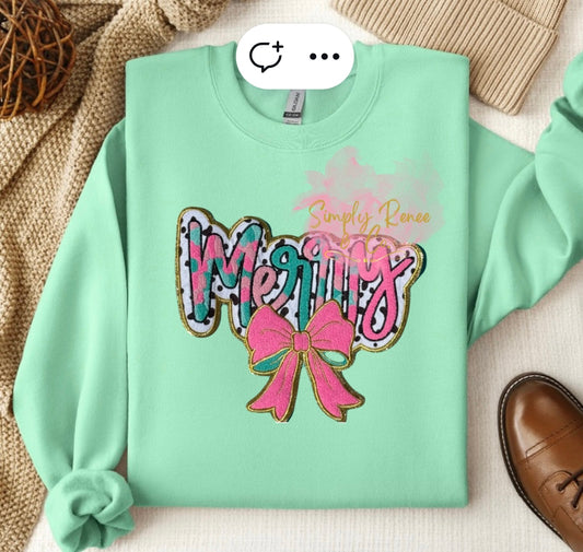 Preppy Merry Bow Sweatshirt