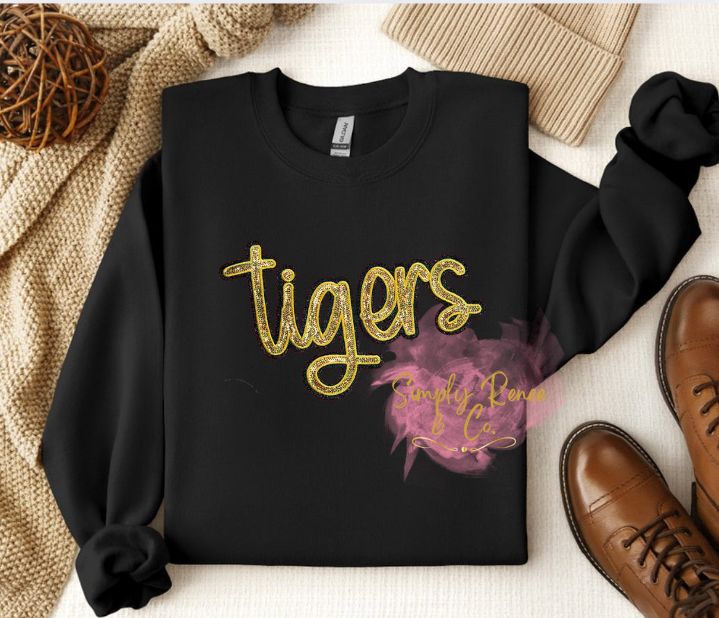 Tigers Sequin Patch Script Sweatshirt