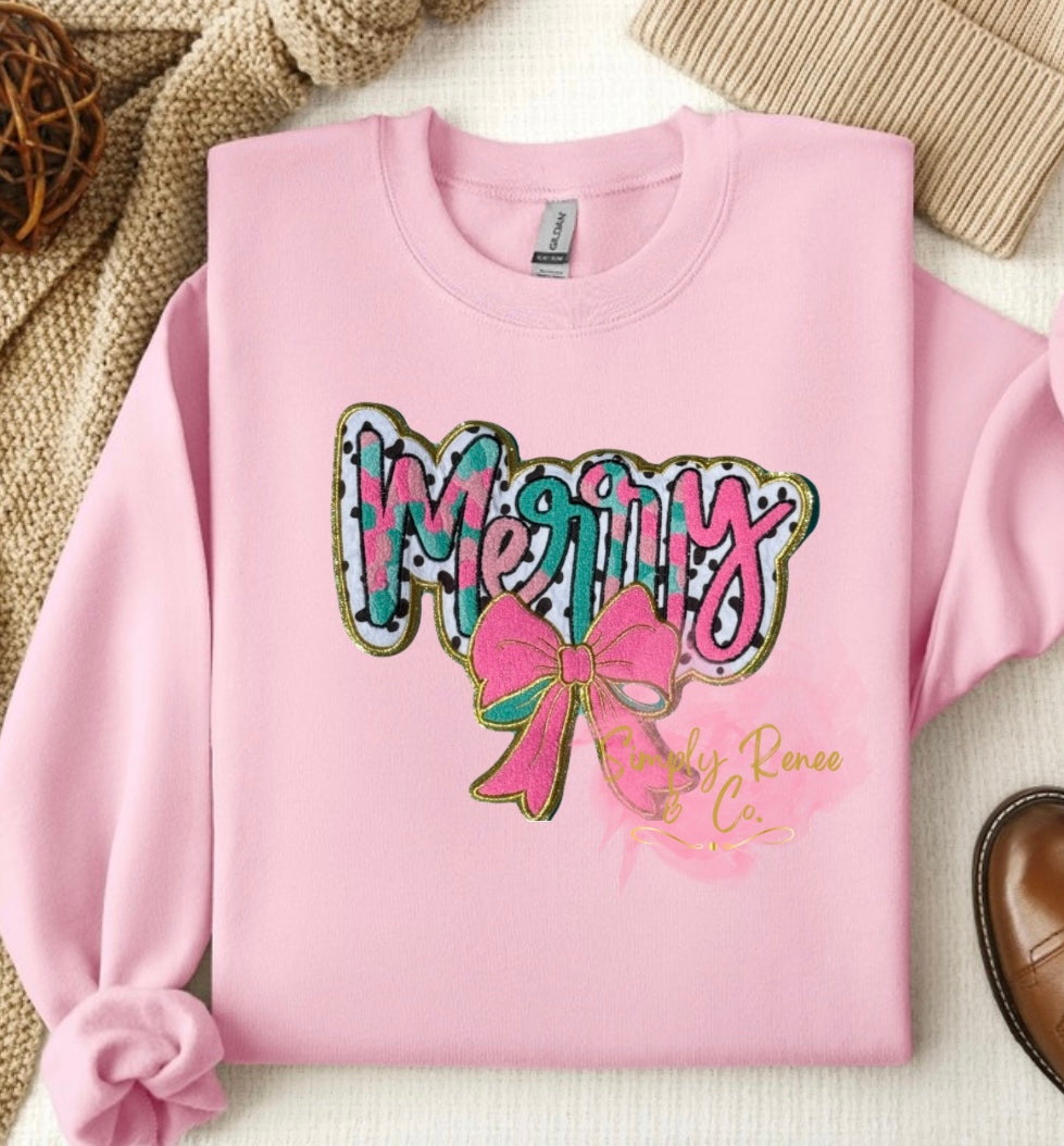 Merry Preppy Bow Sweatshirt