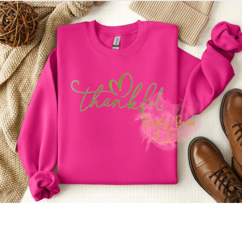 Embroidered Thankful Sweatshirt