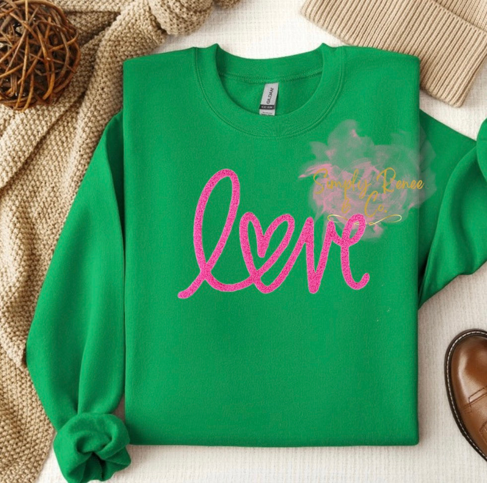 LOVE Heart Fluffy Patch Sweatshirt