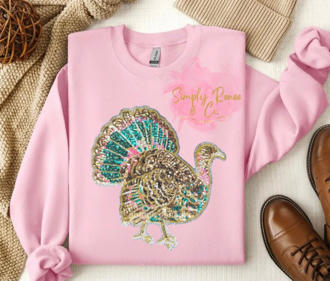 Sequin Patch Turkey Sweatshirt