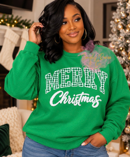 Gingham Merry Christmas Sweatshirt
