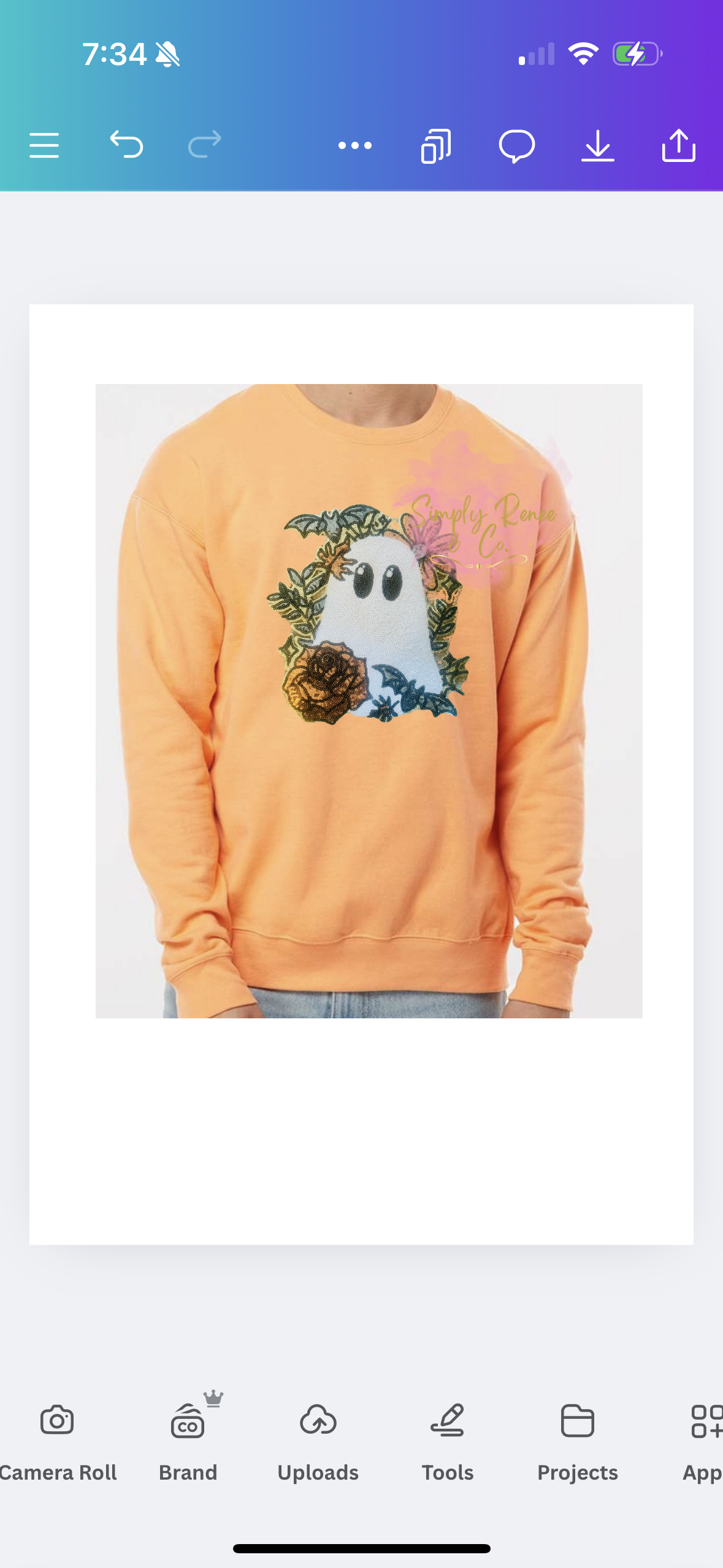 Sequin Floral Ghost Patch Sweatshirt