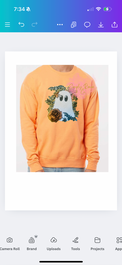 Sequin Floral Ghost Patch Sweatshirt