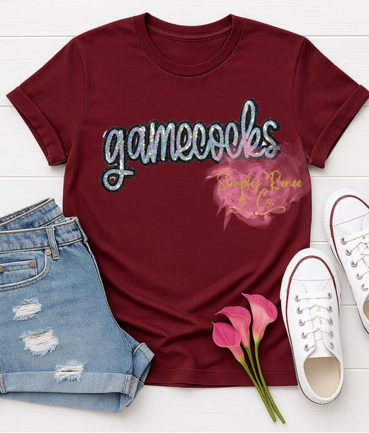 Gamecocks Sequin T-Shirt – Perfect for Game Day Spirit