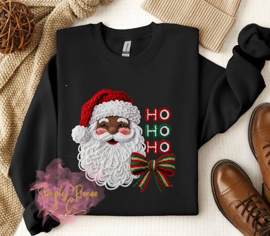 Crochet Black Santa Sweatshirt
