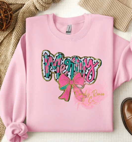Merry Preppy Bow Sweatshirt