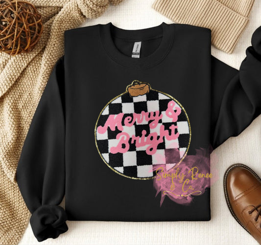 Merry and  Bright Plaid Chenille Patch Sweatshirt – Simply Renee  Co.