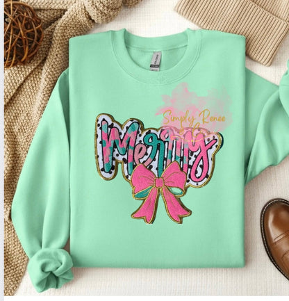 Merry Preppy Bow Sweatshirt