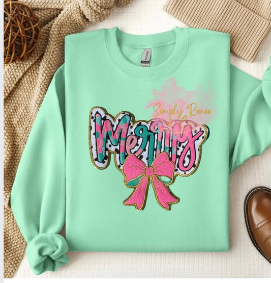 Merry Preppy Bow Sweatshirt