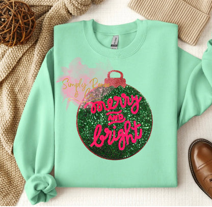 Merry & Bright Christmas Ornament Sweatshirt