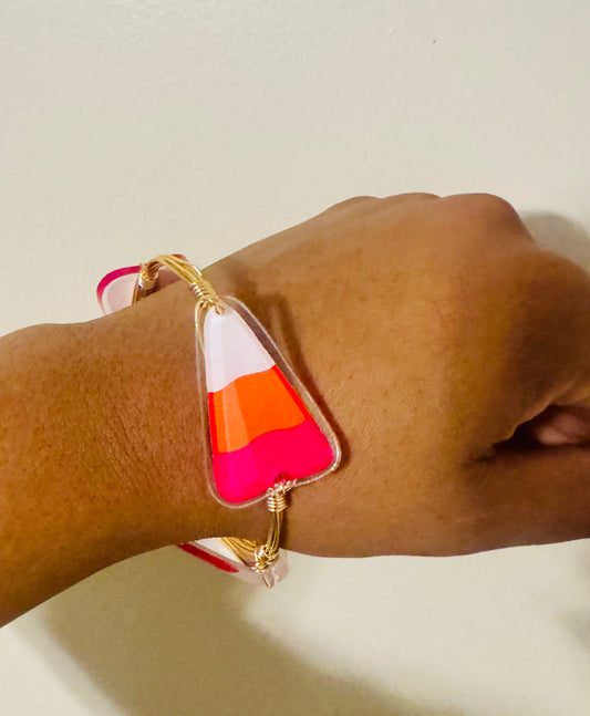 Pink Candy Corn Earring & Bracelet Set
