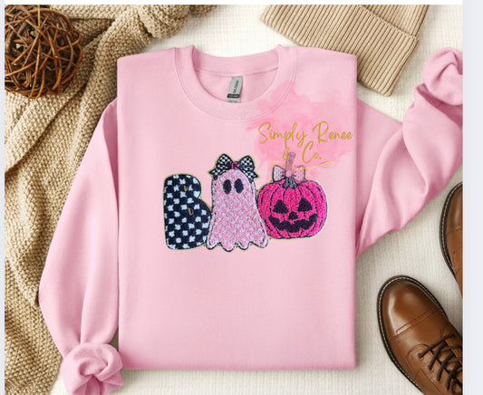 BOO Halloween Sweatshirt - 🎀👻🎃