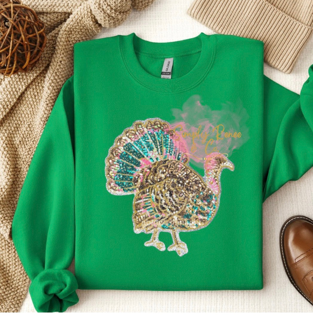 Sequin Patch Turkey Sweatshirt